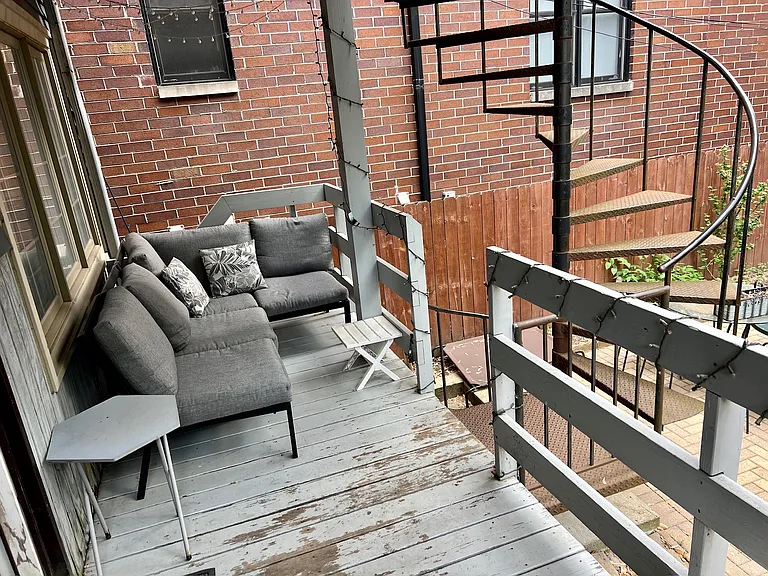 Deck and shared space in backyard