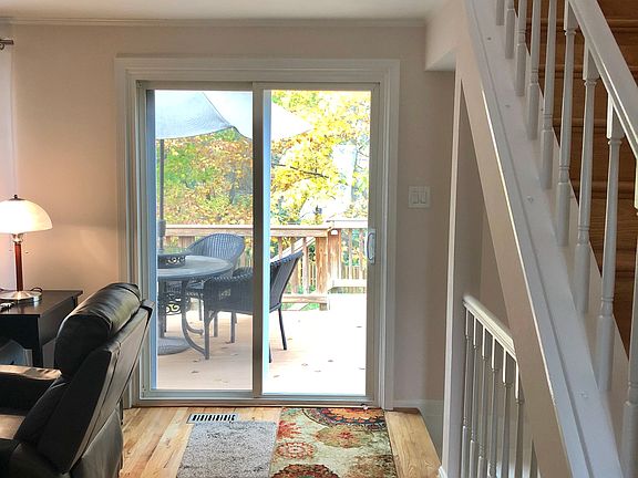 Living room view of deck.