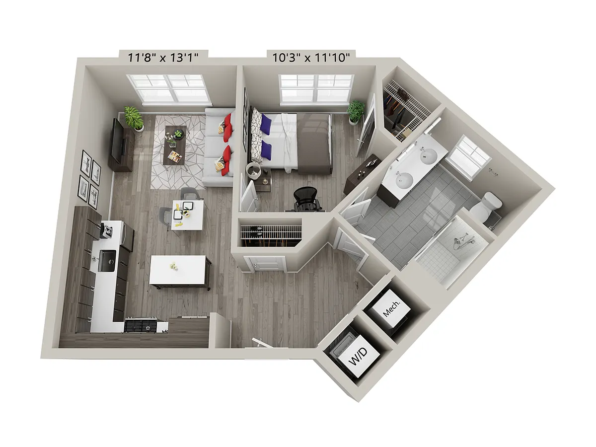 Floor plan 1 Bed/1 Bath-B8