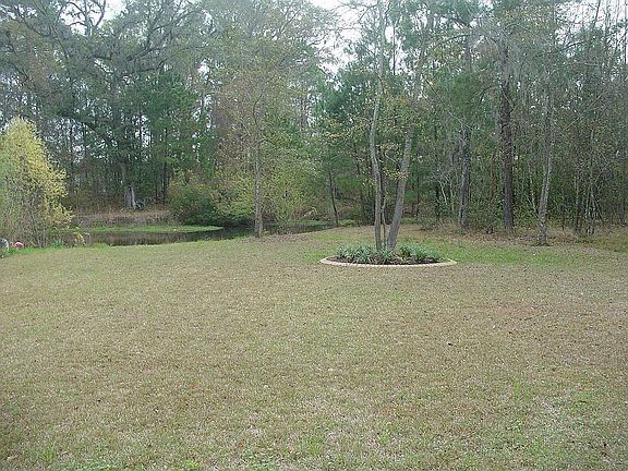 Private back yard with lagoon