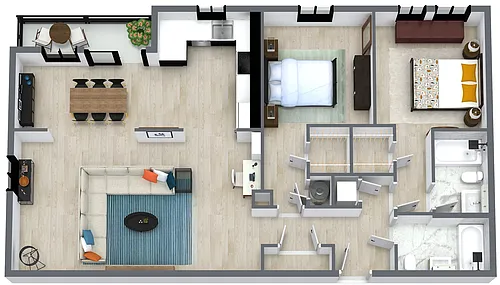 Floor plan Liberties View - 2 Bedroom w/ Balcony