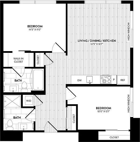 Floor plan 2 Bed/2 Bath-C4 |902 sqft.