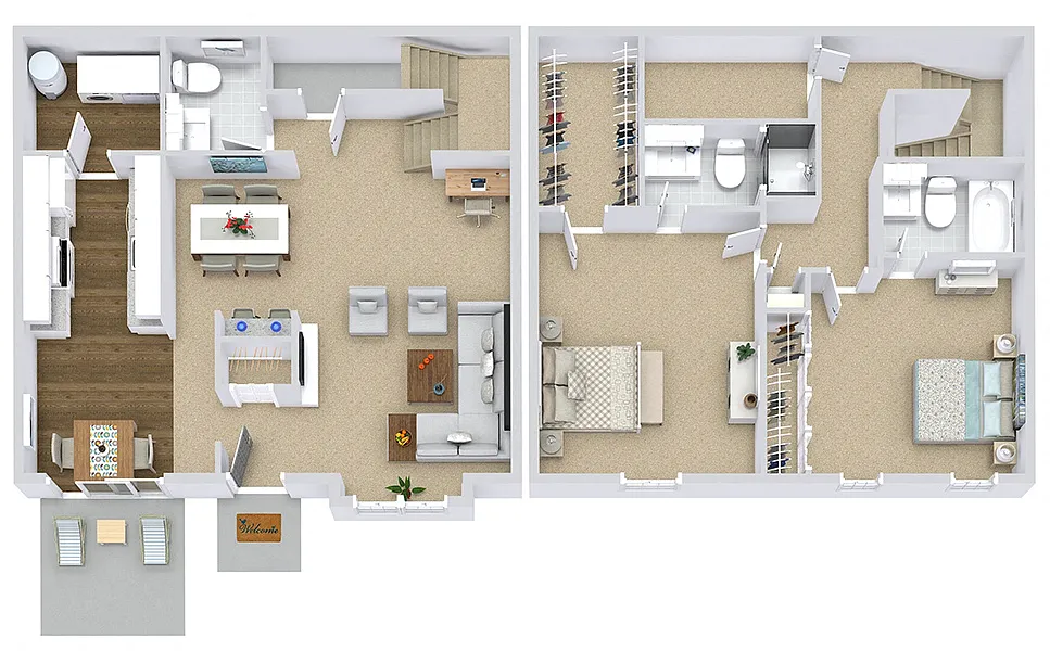 Floor plan The Berkley (2BR / 2.5BA)