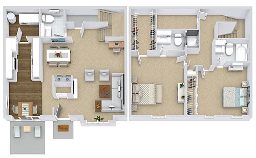 Floor plan The Atlantic (2BR / 2.5BA)