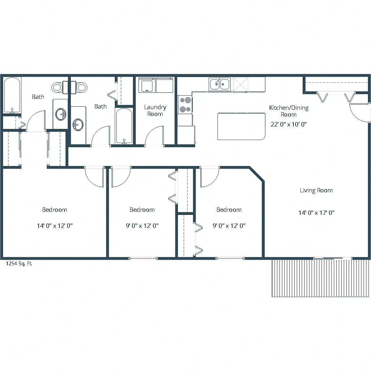 Floor plan Three Bedroom 32B