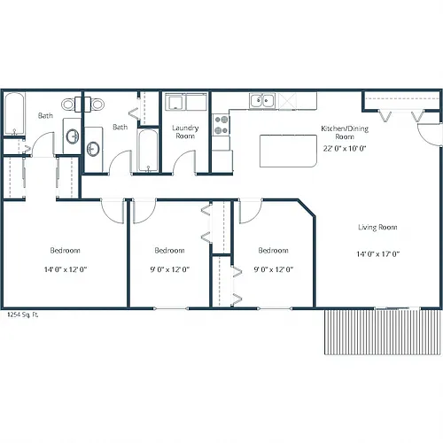 Floor plan Three Bedroom 32B