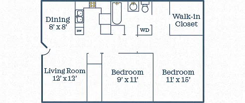 Floor plan 2 bedroom 1 bath