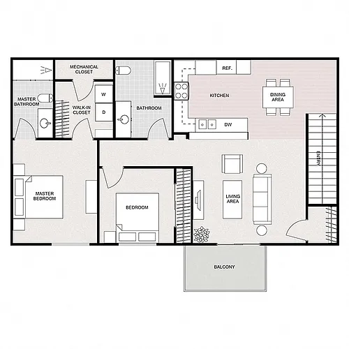 Floor plan 2 Bedroom 2 Bathroom - Upper