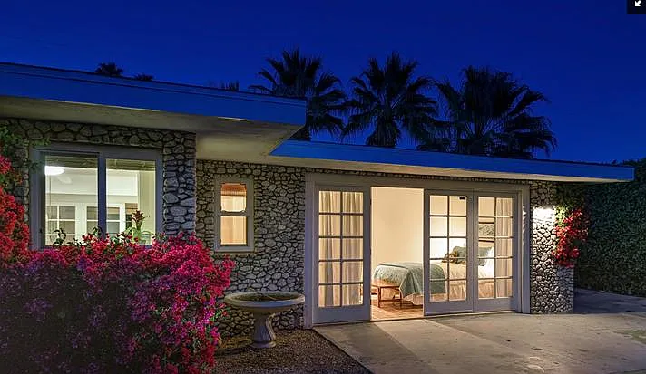 Evening View of 2nd Master Suite with French Doors