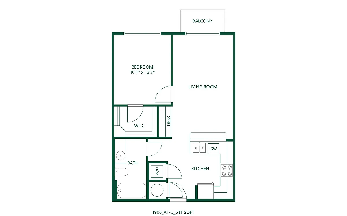 Floor plan 1 bed 1 bath