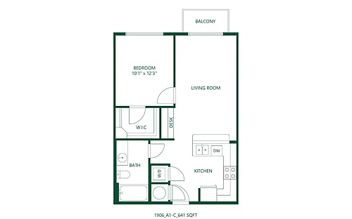 Floor plan 1 bed 1 bath