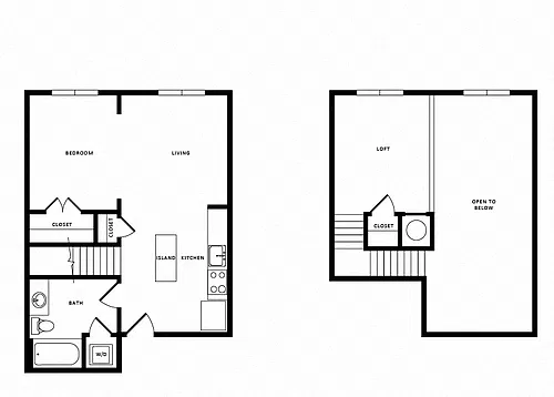 Floor plan 1 Bed/1 Bath Loft-A07L Modern