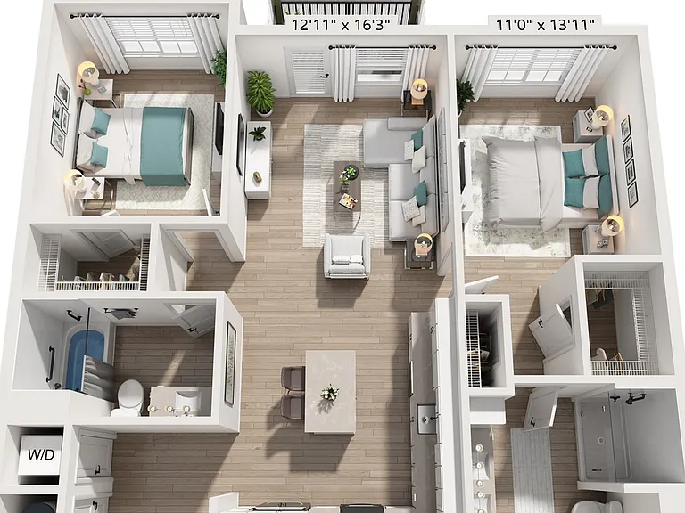 Two Bedroom Two Bath (1131 SF) Two Bedroom Two Bath (1131 SF)