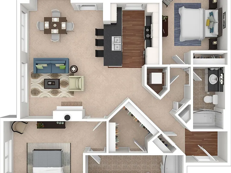 2 BD / 2 BA 1,233 SF
