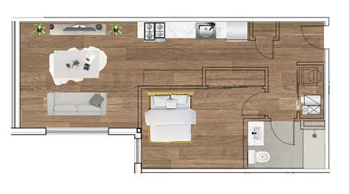 Floor plan 1 Bed x 1 Bath