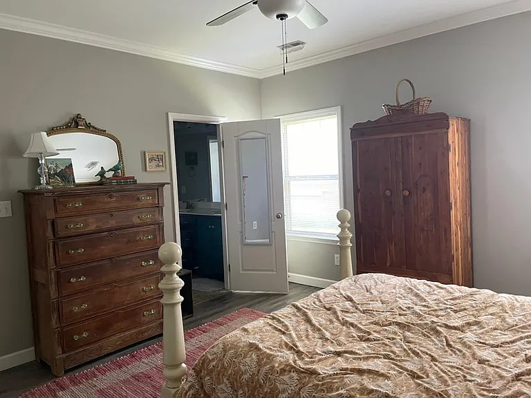 View from master bedroom toward master bathroom