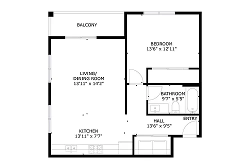 Floor plan One Bedroom
