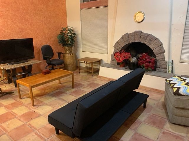 Living room with fireplace