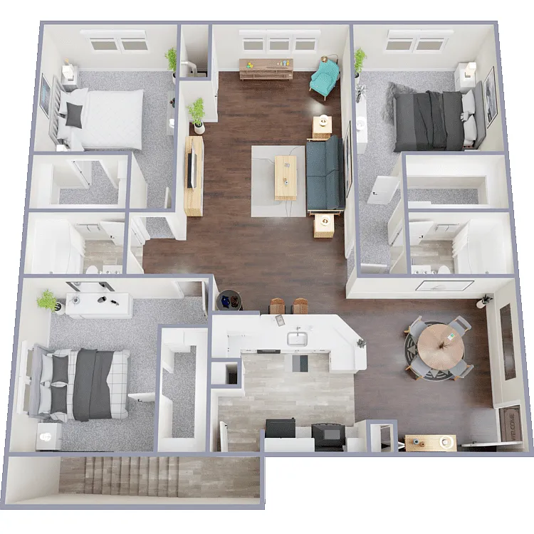 Floor plan 3 Bedroom 2 Bath
