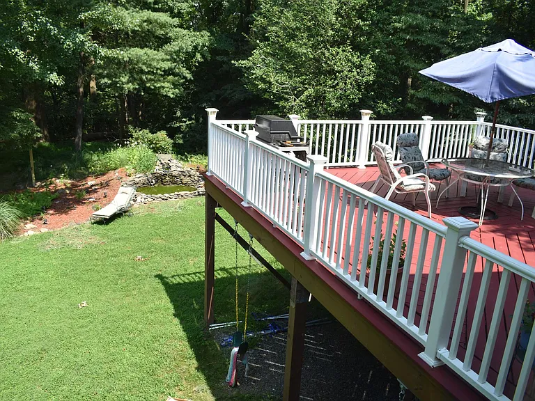 the back deck and pond