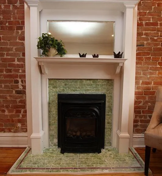 Gas fireplace, original tile