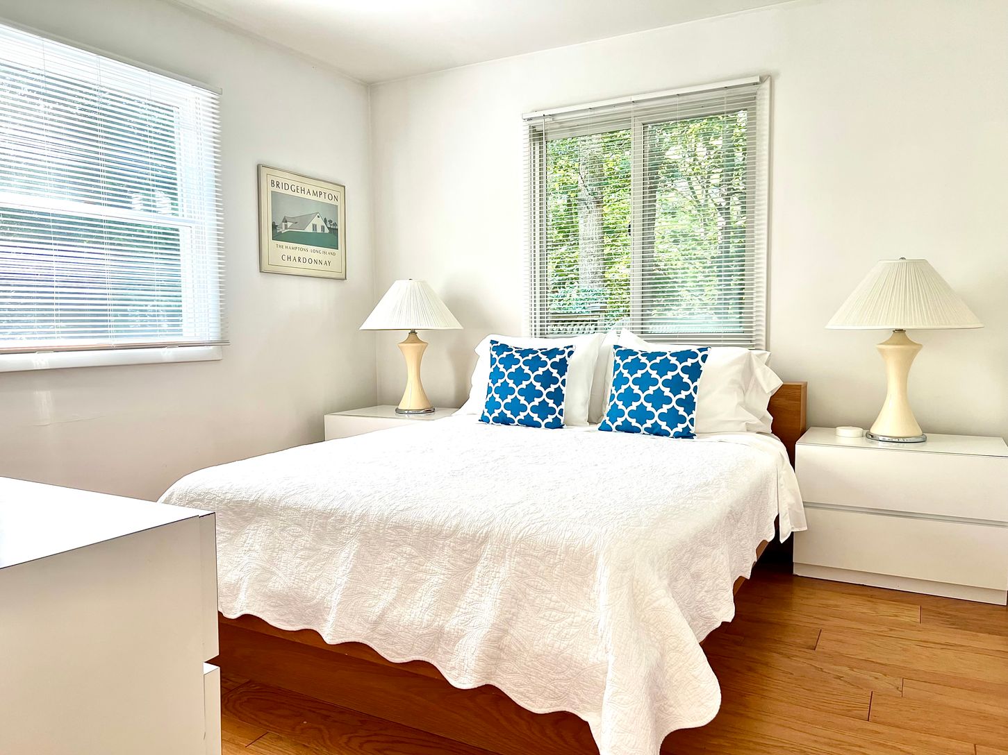  First floor bedroom with queen bed and adjoining bathroom.