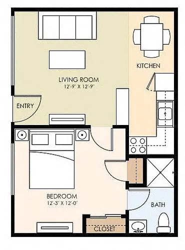 Floor plan Arbors 1x1