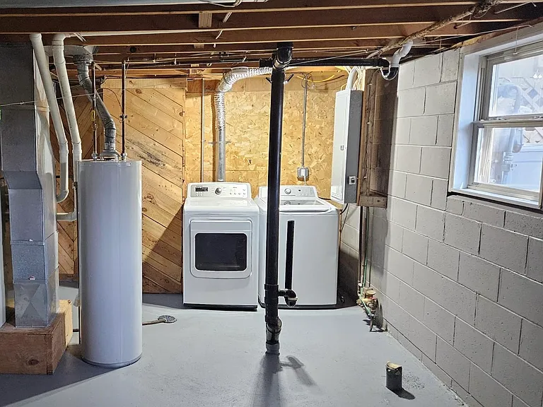 Washer, dryer, hot water heater.