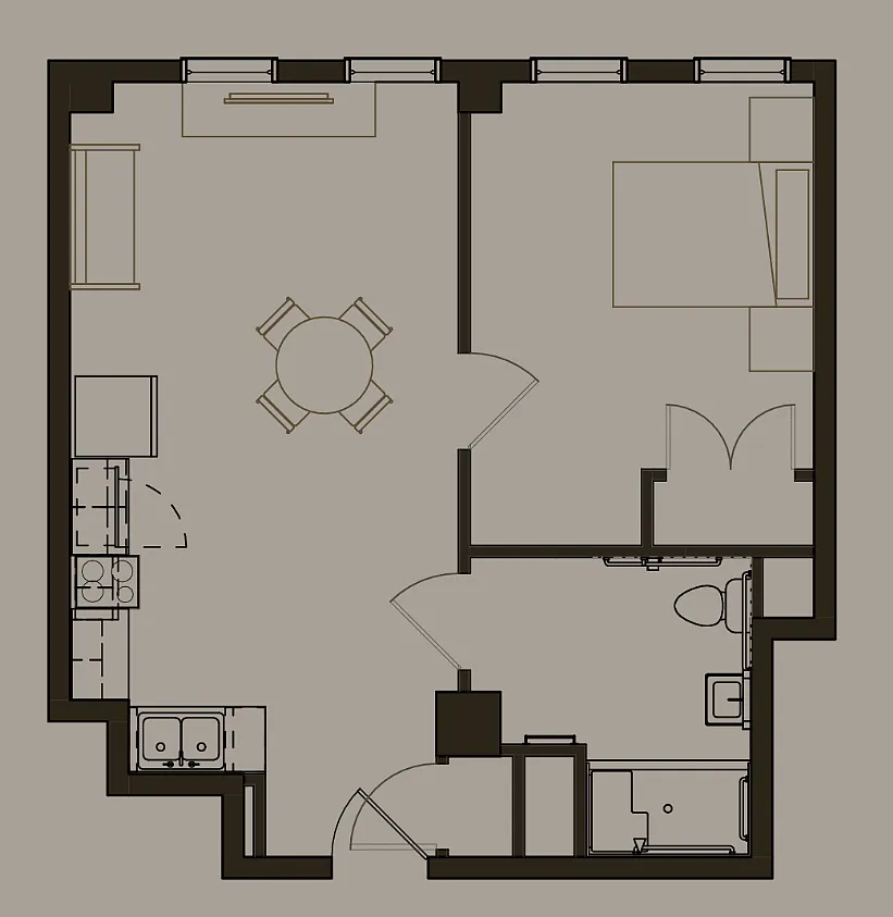 Floor plan 1 bedroom handicapped