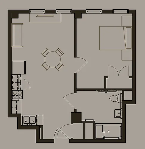 Floor plan 1 bedroom handicapped