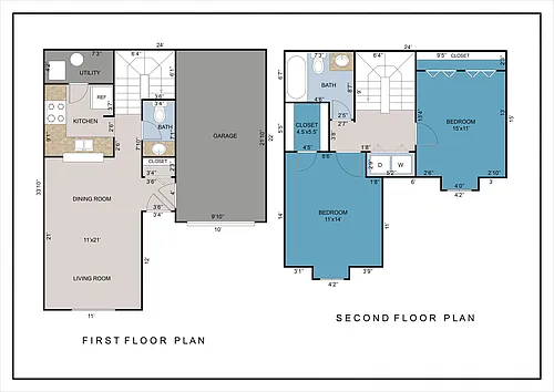 Floor plan 2 Bed 1.5 Bath