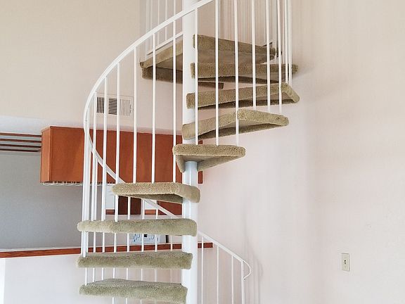 Spiral stairs goes up to the loft