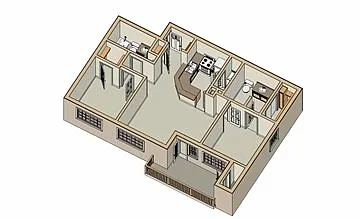 Floor plan 2 Bedroom 2 Bathroom - 50 AMI