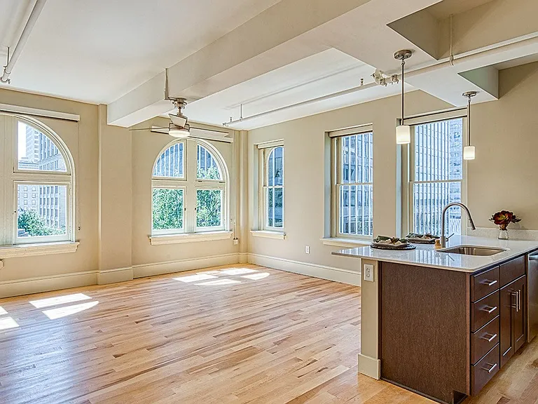 Modern interiors include light-filled, open living spaces