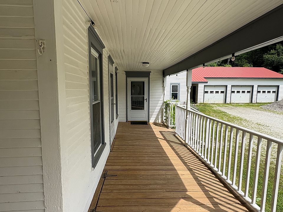 Front door on porch