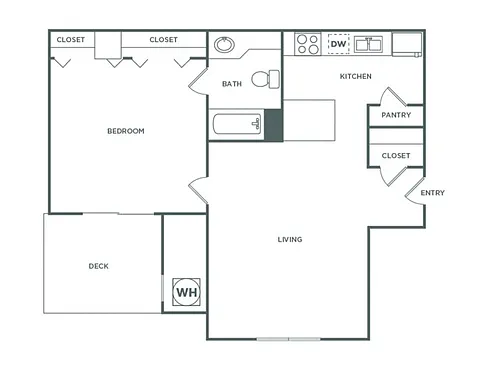 Floor plan One Bedroom One Bath (610 SF)