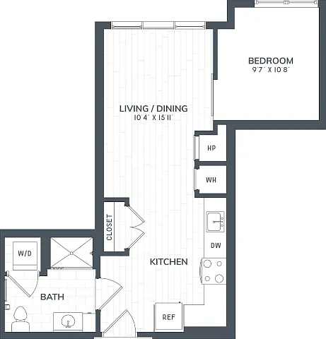 Floor plan J3 | 1 Bed | 1 Bath