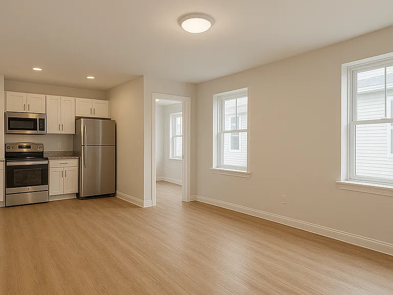 This is a representative image and not an exact photo of the unit. Actual layout, finishes, and fixtures may vary. Renovated units may feature similar flooring color.