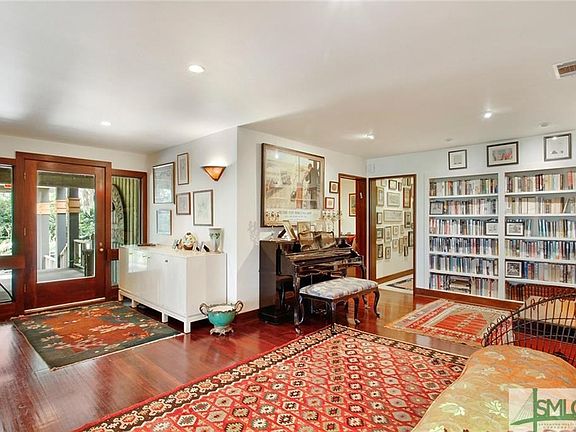Foyer and Library with Heart Pine flooring