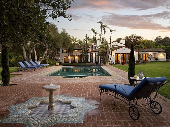 Pool area facing rear exterior