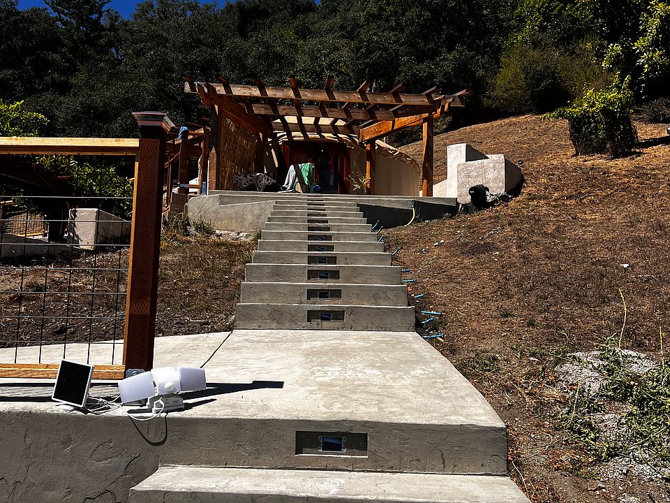 Private entry stairway to primary yurt