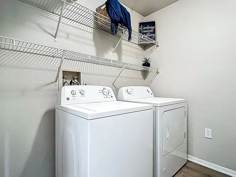 Enjoy the convenience of in-unit laundry facilities. Our spacious laundry rooms come equipped with modern washers and dryers, making laundry day a breeze.