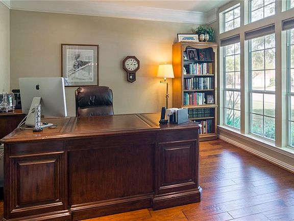 The study is just off the entry way and across from the formal dining room.  This room has crown molding, engineered hardwood floors, and French doors.   This room could be used as a formal living room.