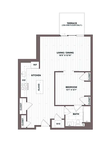 Floor plan 1 Bed/1 Bath - A8 Bldg D