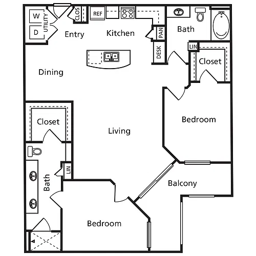 Floor plan B01 - The Valentina - 1213 sqft