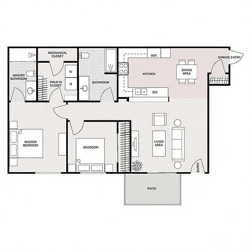 Floor plan 2 Bedroom 2 Bathroom - Lower