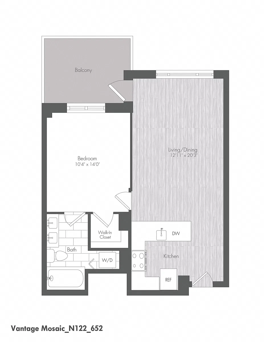 Floor plan 1 Bed 1 Bath - A2