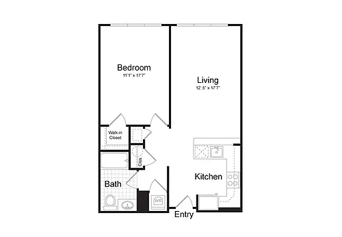 Floor plan 1-Bedroom 1-Bathroom | 760 sqft
