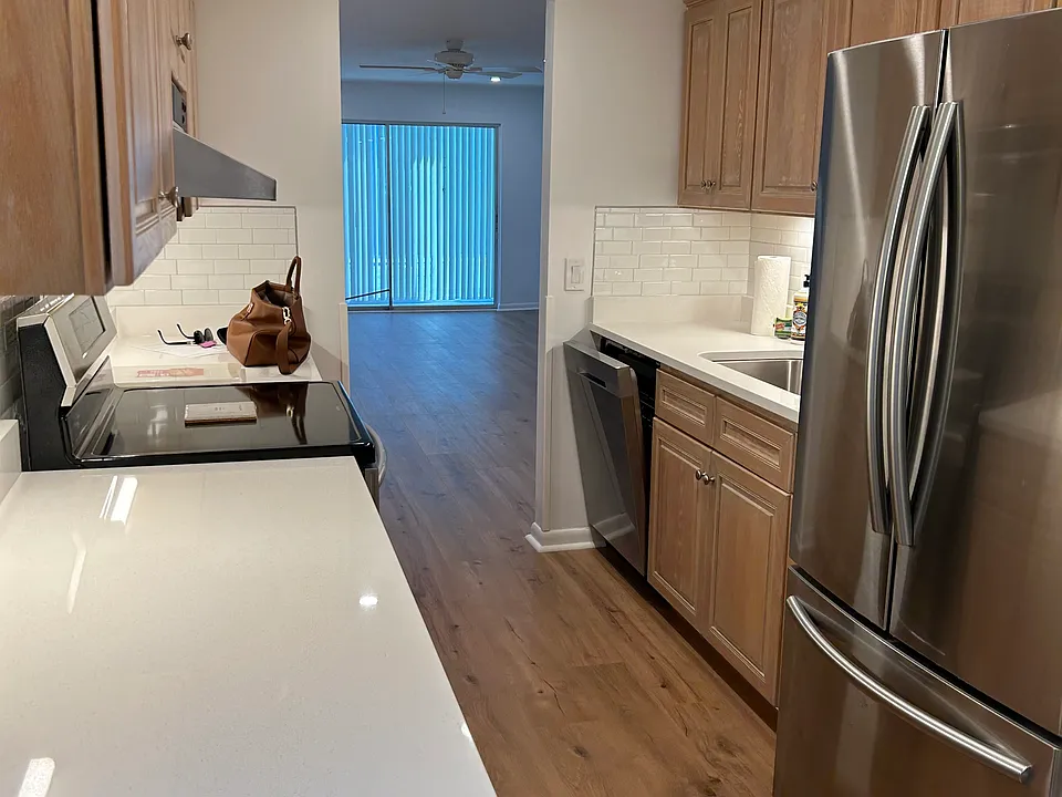 Kitchen new dishwasher and stove with convection oven