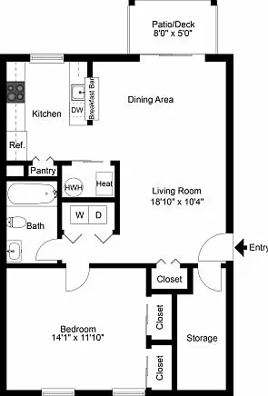 One bedroom floor plan One bedroom floor plan